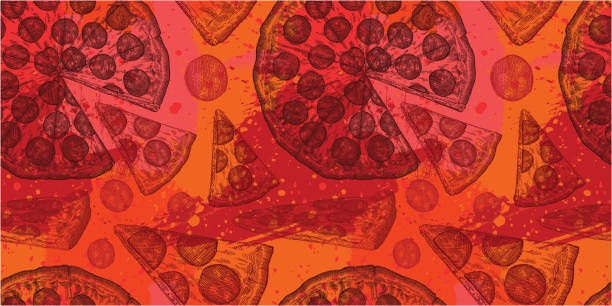 ilustrações, clipart, desenhos animados e ícones de pizza de design - cheese backgrounds pattern portion