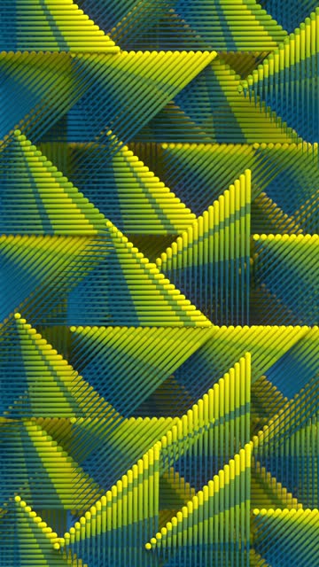 Geometric pattern of lines with trendy yellow-green gradient seamless loop animation. Digital vertical background. 3d rendering HD