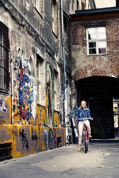 istock Riding on Bicycle in Colorful Alley 166086264