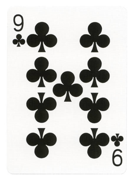 Six of clubs playing card, isolated on black background.