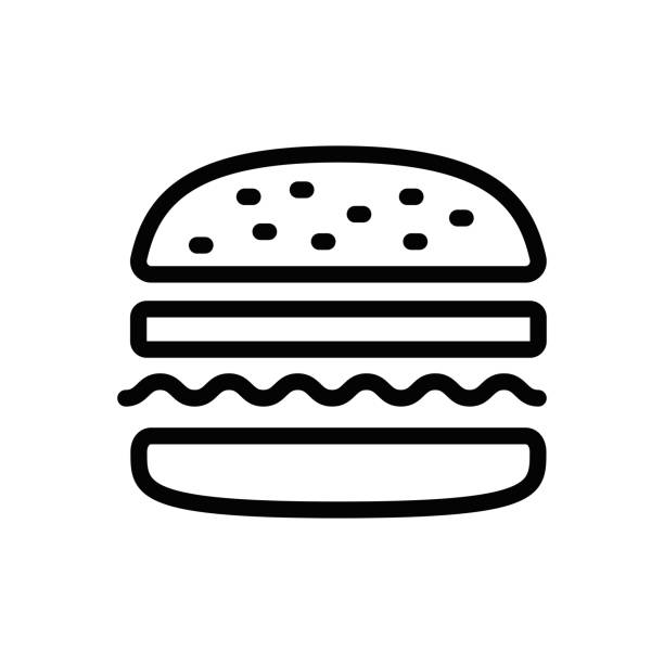 ilustrações de stock, clip art, desenhos animados e ícones de hamburger line icon - hambúrguer