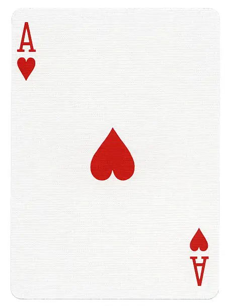 Photo of Ace of Hearts playing card on white background
