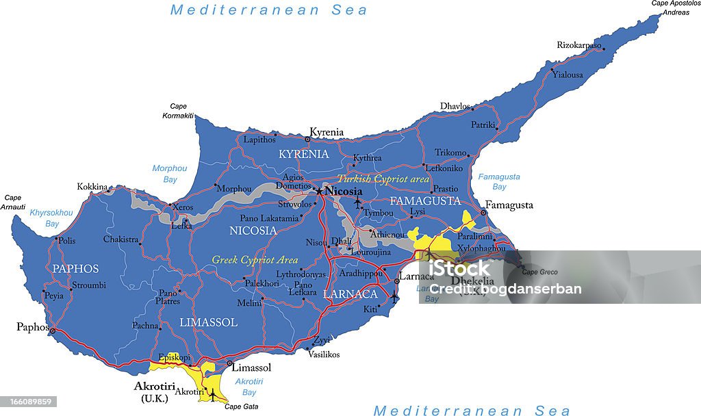 Carte de Chypre - clipart vectoriel de Carte libre de droits