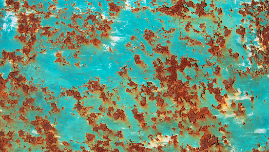 Rough grunge texture with shades of turquoise blue. Acrylic paint on paper.