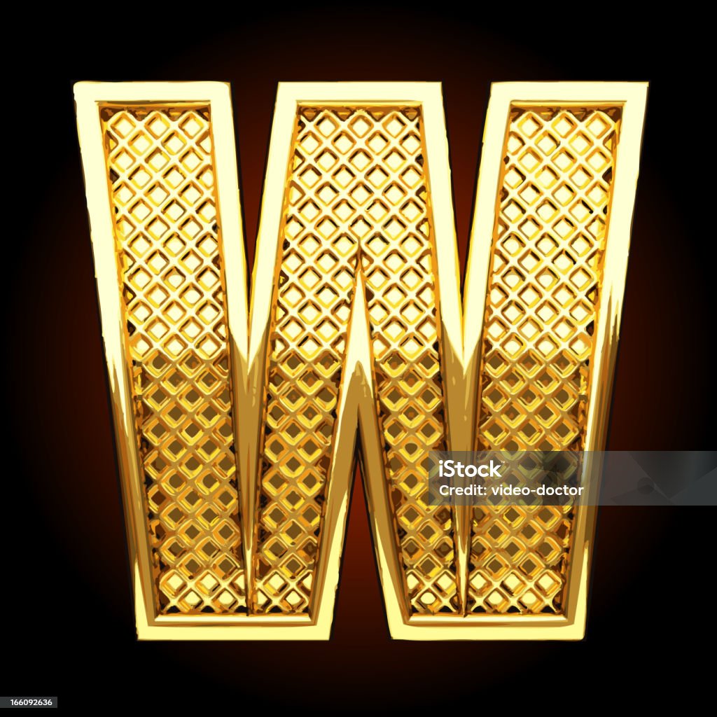 Vector golden letter W Vector golden letter W on red Alphabet stock vector