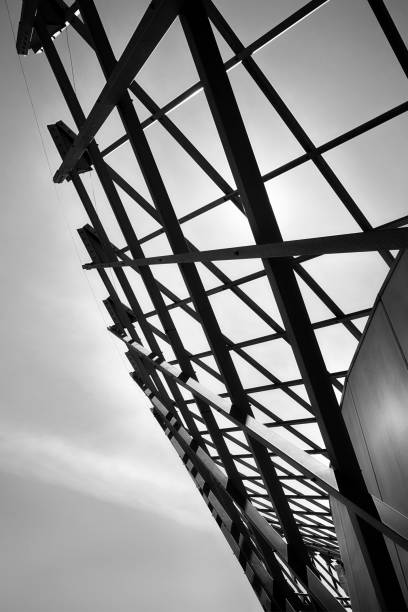 Grayscale of a modern design of a building