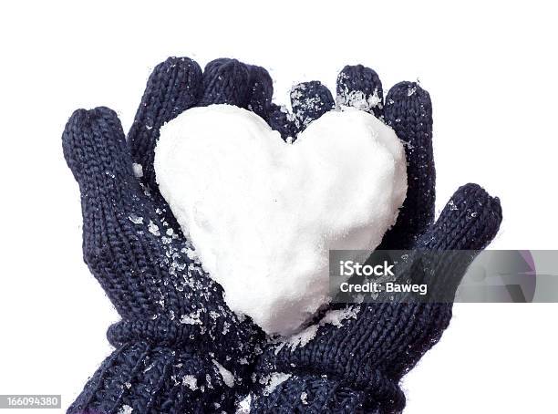 Ladys Glove And Snow Heart Stock Photo - Download Image Now - Heart Shape, Snow, Adult