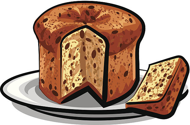 illustrazioni stock, clip art, cartoni animati e icone di tendenza di uvetta torta panettone - panettone