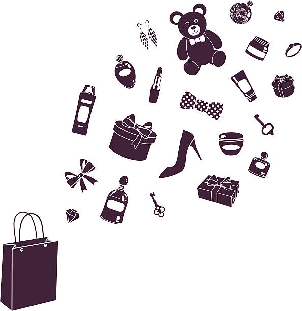 illustrations, cliparts, dessins animés et icônes de silhouette d'achat - earring customer retail shopping