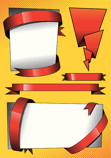Elementos de diseño con cintas rojo - ilustración de arte vectorial