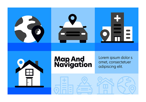 Map and Navigation line icon set and banner design.