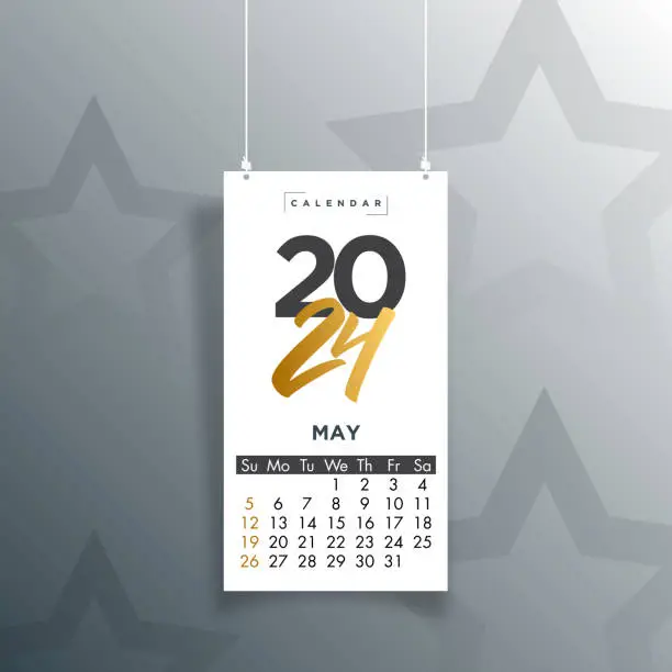 Vector illustration of 2024 monthly calendar. Illustration vector calendar week start on Sunday in colorful and white theme stock illustration