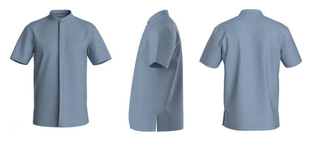 istock Man Shirt Short Sleeve. Isolated Button-down shirt. T-Shirt 1660978157