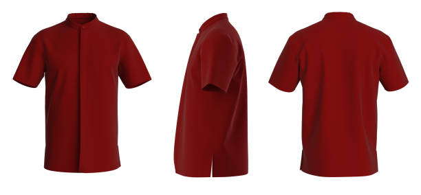 istock Man Shirt Short Sleeve. Isolated Button-down shirt. T-Shirt 1660978177