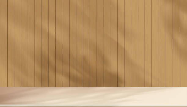 istock Background Studio 3d Beige display with shawdow leaves on brown wood wall room with cement floor,Concept for Organic Cosmetic product presentation,Autumn, Winter Sale Online shop,Vector 1660995665