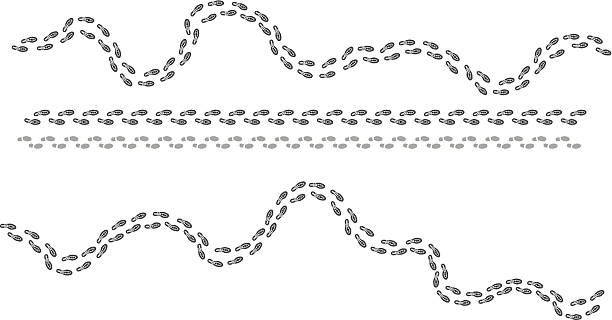 More footsteps, footprints lost the way, which direction to go Vector illustration of footsteps stepping stock illustrations