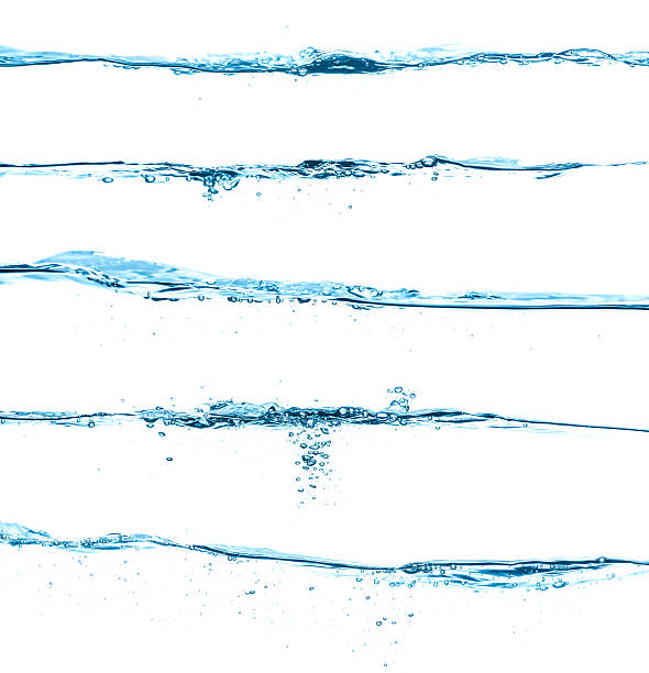 pięć różnych powierzchni niebieski wody na białym tle - spraying water zdjęcia i obrazy z banku zdjęć