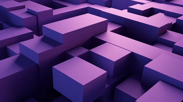 istock Geometric abstract purple background. Futuristic cube shape 3d rendering wallpaper. 1661021601
