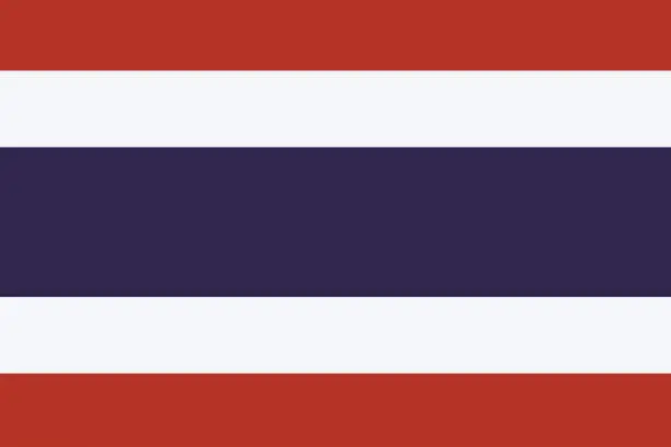 Vector illustration of National flag of Thailand. Official colors. Correct proportions. Flag of Thailand.