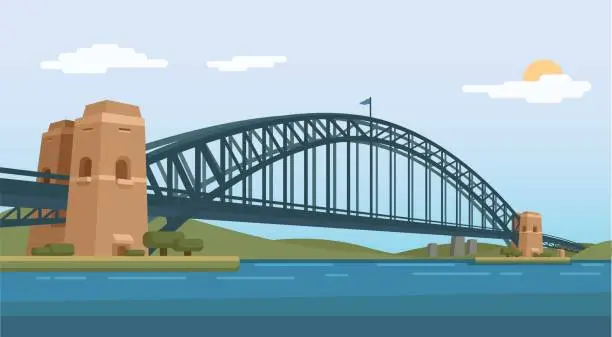 Vector illustration of Sydney Harbour Bridge Australia Famous landmark illustration Vector