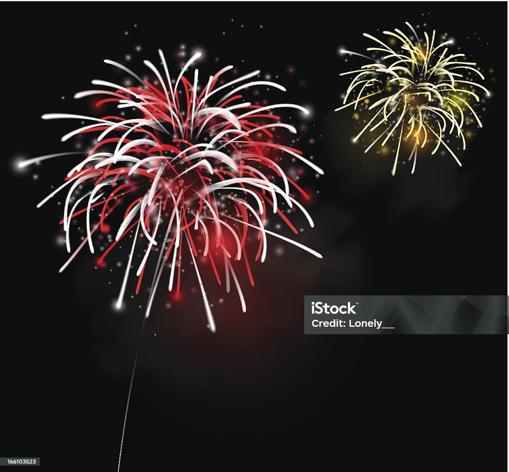 Feux d'artifice dans le ciel nocturne - clipart vectoriel de Abstrait libre de droits