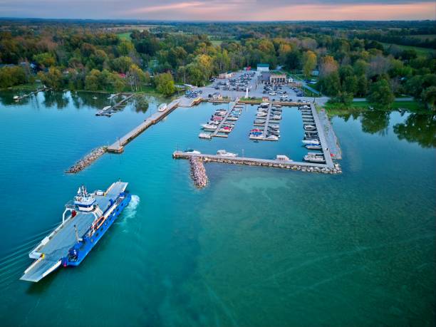 istock Aerial View of a Ferry Arriving at Docks 1661047046