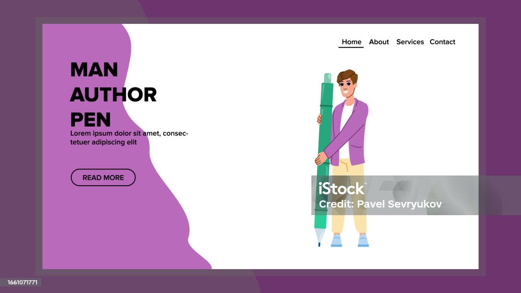 Write Man Image Writer Man Author Pen Vector Stock Illustration - Download Image Now ...