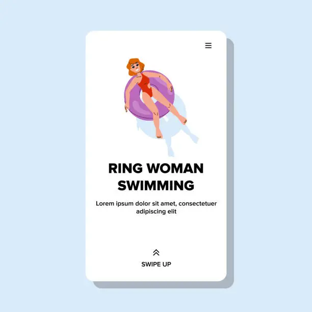 Vector illustration of swim ring woman swimming vector