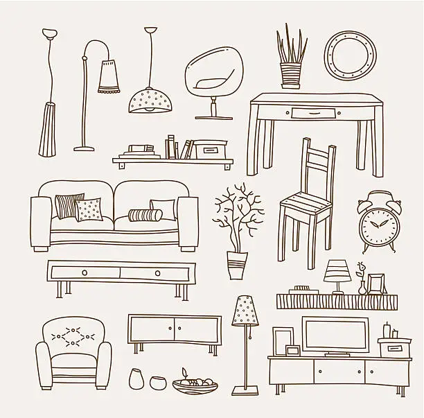 Vector illustration of Arrangement of living room furniture vector art