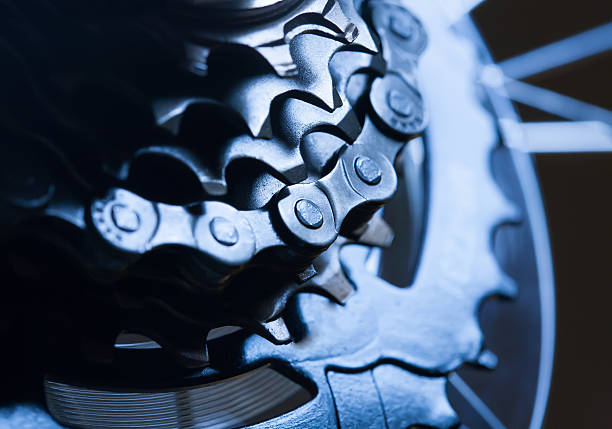 istock Rear bike cassette with chain. macro 166108796
