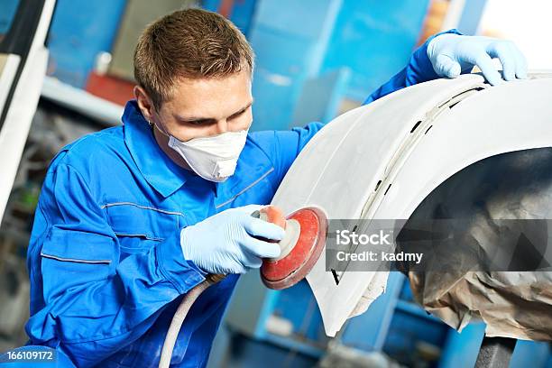 Auto Mechanic Polishing Car Stock Photo - Download Image Now - Sand Paper, Car, Sander