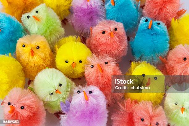 Красочные Easter Chickens — стоковые фотографии и другие картинки Белый - Белый, Большая группа животных, Весна
