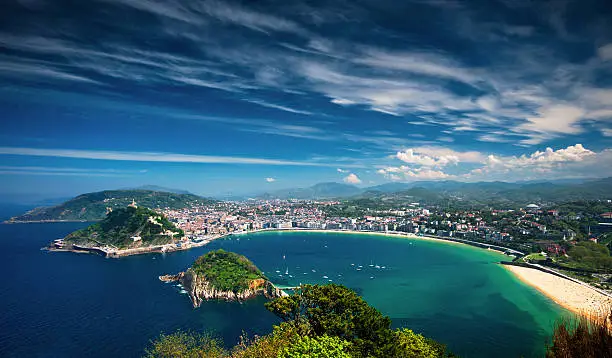 Aerial view on San Sebastian, Spain