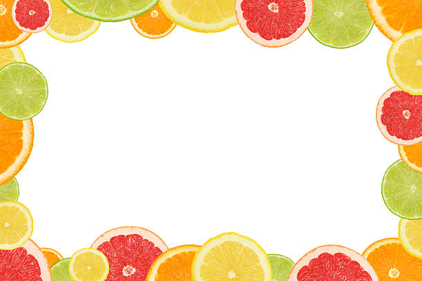 di agrumi frame - citrus fruit frame portion isolated foto e immagini stock