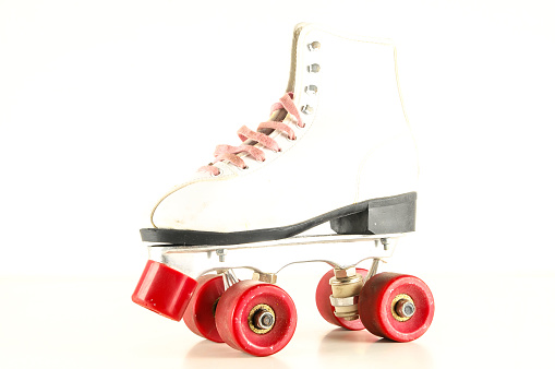 Close-up of vintage skate boot Object on a White Background