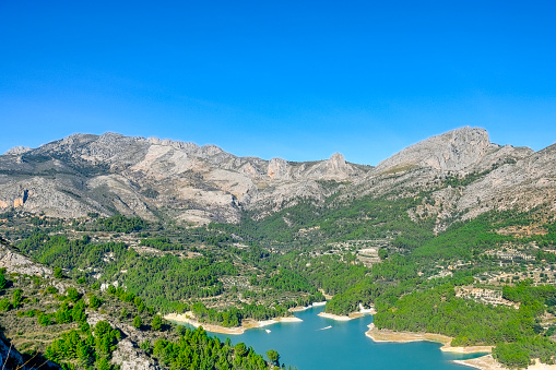 Beautiful landscape with Gran Sasso d'Italia peak at Campo Imperatore plateau in the Apennine Mountains, Abruzzo, Italy