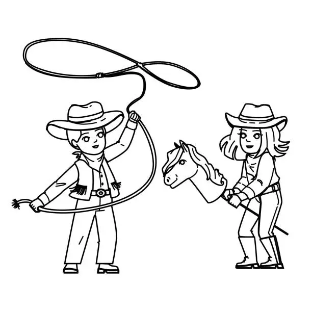 Vector illustration of cowboy kid vector