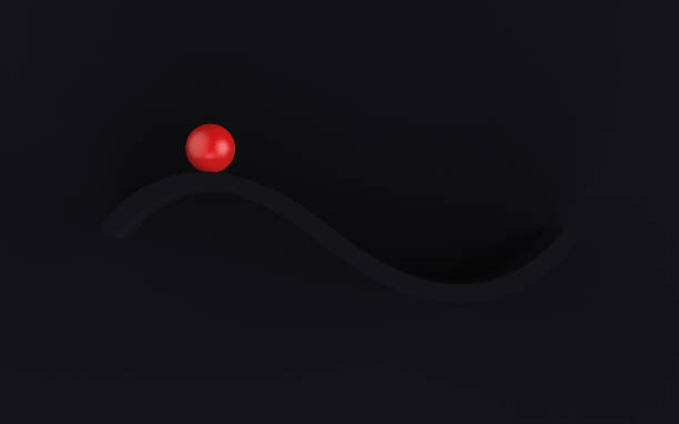 istock Abstract 3d shapes with bright red ball on dark gray background 1661123950