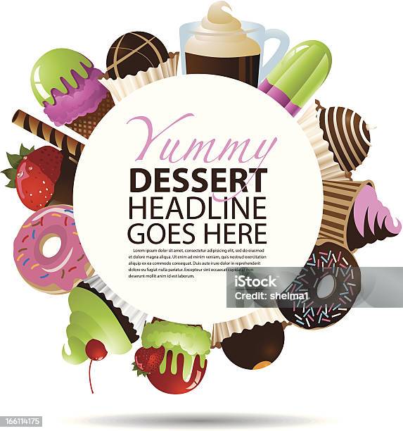 Desserts Round Background Stock Illustration - Download Image Now - Advertisement, Backgrounds, Brown