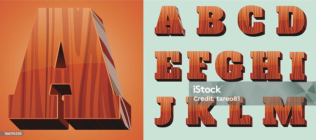Woodtype Alfabet - Grafika wektorowa royalty-free (Drewno - Tworzywo)