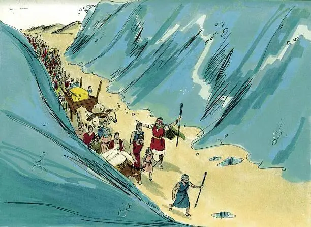 Moses led the Israelites out of Egypt toward the Promised Land. The Egyptians came after them. When they reached the Red Sea, God parted the waters so they cross safely. This story is found in the 14th chapter of Exodus in the Old Testament. The Bible Art Library is a collection of commissioned biblical paintings. During the late 1970s and early 1980s, under a work-for-hire contract, artist Jim Padgett created illustrations for 208 Bible stories encompassing the entire Bible from Genesis through Revelation. There are over 2200 high-quality, colorful, and authentic illustrations. 