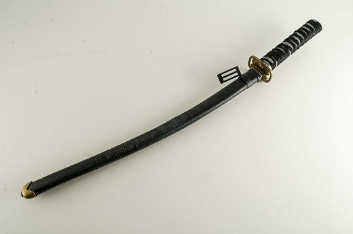 Close-up of Katana Sword Object on a White Background