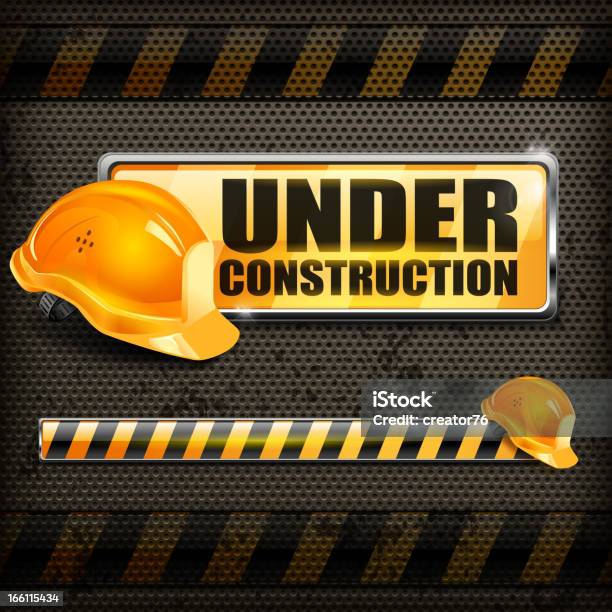 Under Construction Sign Helmet Stock Illustration - Download Image Now - Backgrounds, Below, Black Color