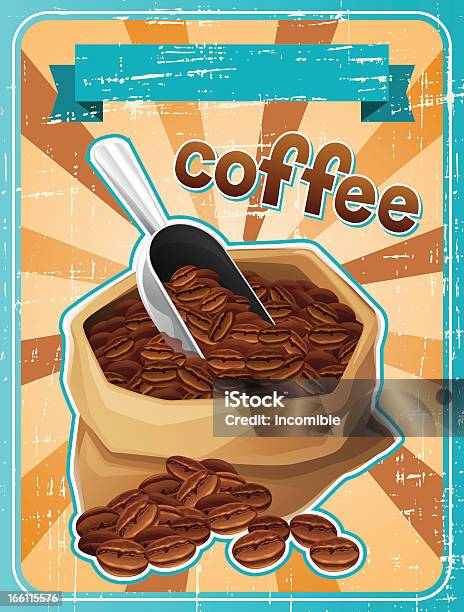 Plakat Z Torbę Ziaren Kawy W Stylu Retro - Stockowe grafiki wektorowe i więcej obrazów Aluminium - Aluminium, Bar kawowy, Bez ludzi