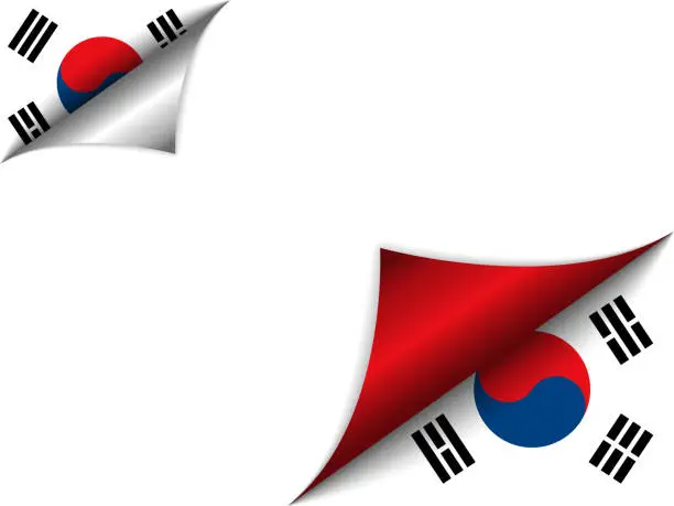 Vector illustration of South Korea Country Flag Turning Page