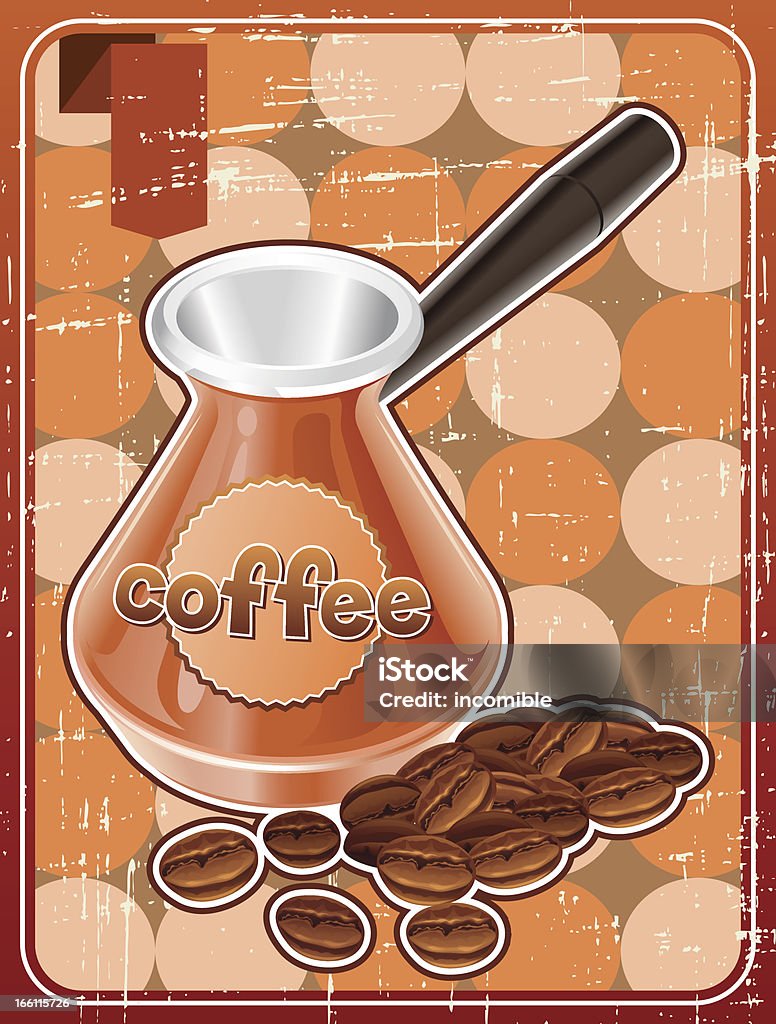 Poster com metal turk e grãos de café em estilo retro. - Royalty-free Amontoar arte vetorial