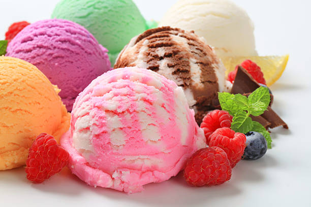 istock Selection of different flavored ice creams 166115777