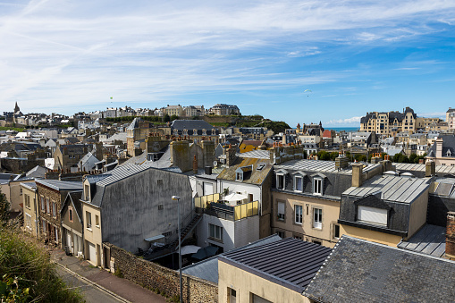 View from the East Hill towards Emmanuel Church and its neighboring houses, Hastings, England