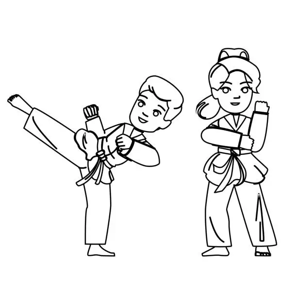 Vector illustration of karate kid vector