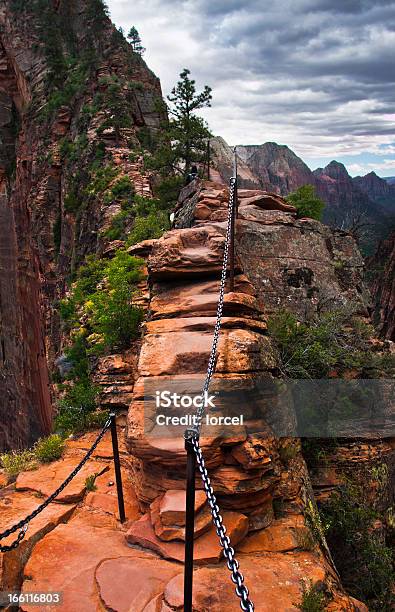 Foto de Angel Landing Trilha Ao Zion National Park De Utah e mais fotos de stock de Ajardinado - Ajardinado, Aventura, Beleza